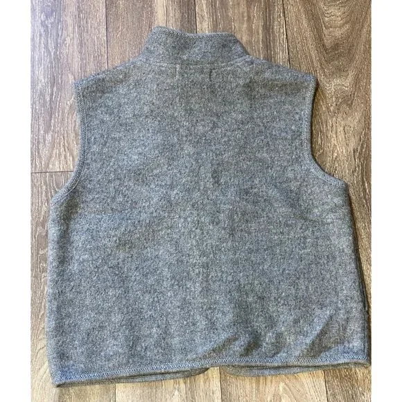 Vintage Women's Grey Snowflake Holiday Vest Size M Boiled Wool Full Zip Tassel - Picture 4 of 7